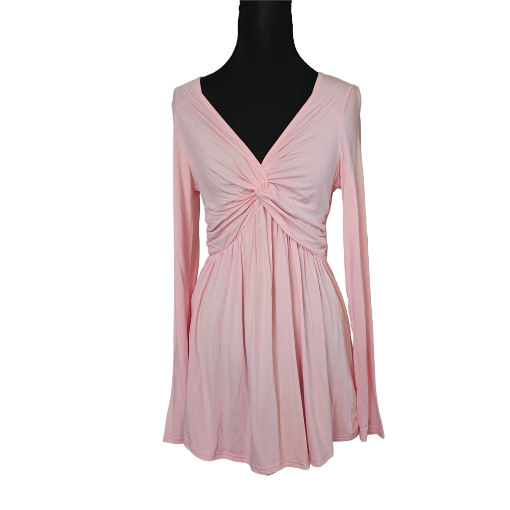Pink Long Sleeve Twist Front Top